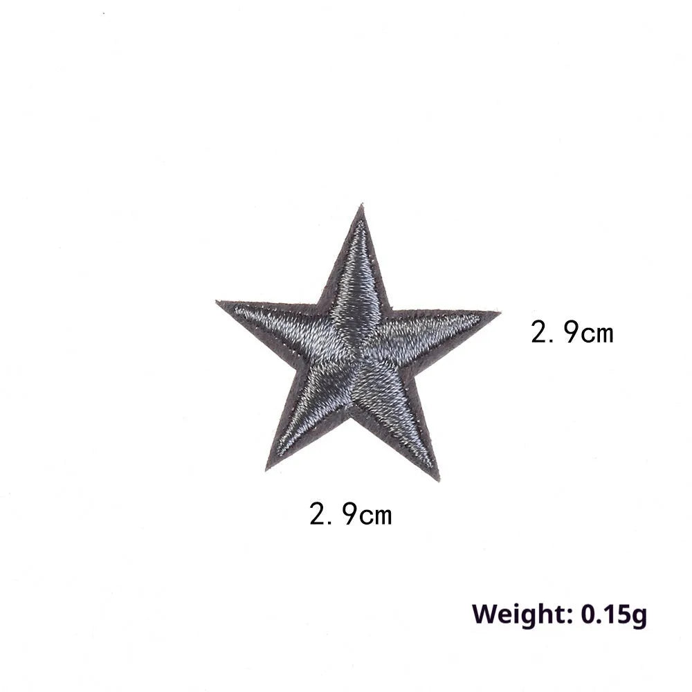 Five-pointed star embroidery label cloth stickers in assorted colours for clothing decoration