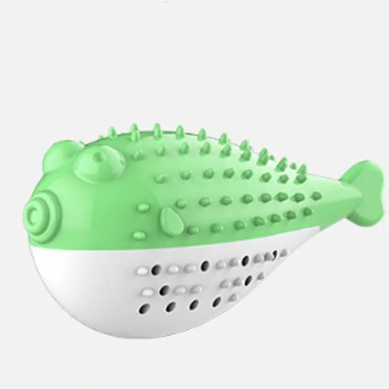 Silicone fish-shaped cat chew toy in blue colour measuring 12.2cm long