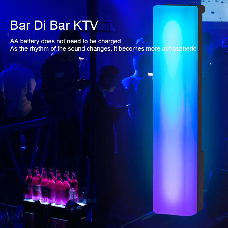 3D RGB tabletop ambiance lamp with voice activation and music sync lighting modes.