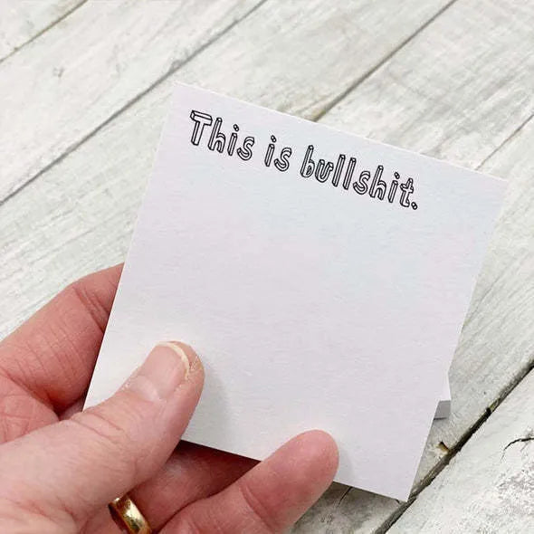 75mm x 75mm square sticky notes with humorous English text designs on coloured paper