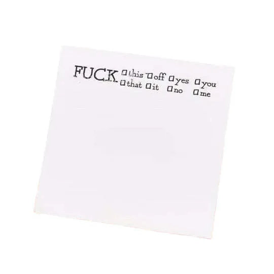 75mm x 75mm square sticky notes with humorous English text designs on coloured paper
