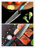 8-piece kitchen knife set with damascus steel carving knife and high-carbon steel utility blade