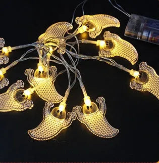 Halloween LED string lights with pumpkin, ghost and bat figurines on 1.2 metre waterproof battery-powered string