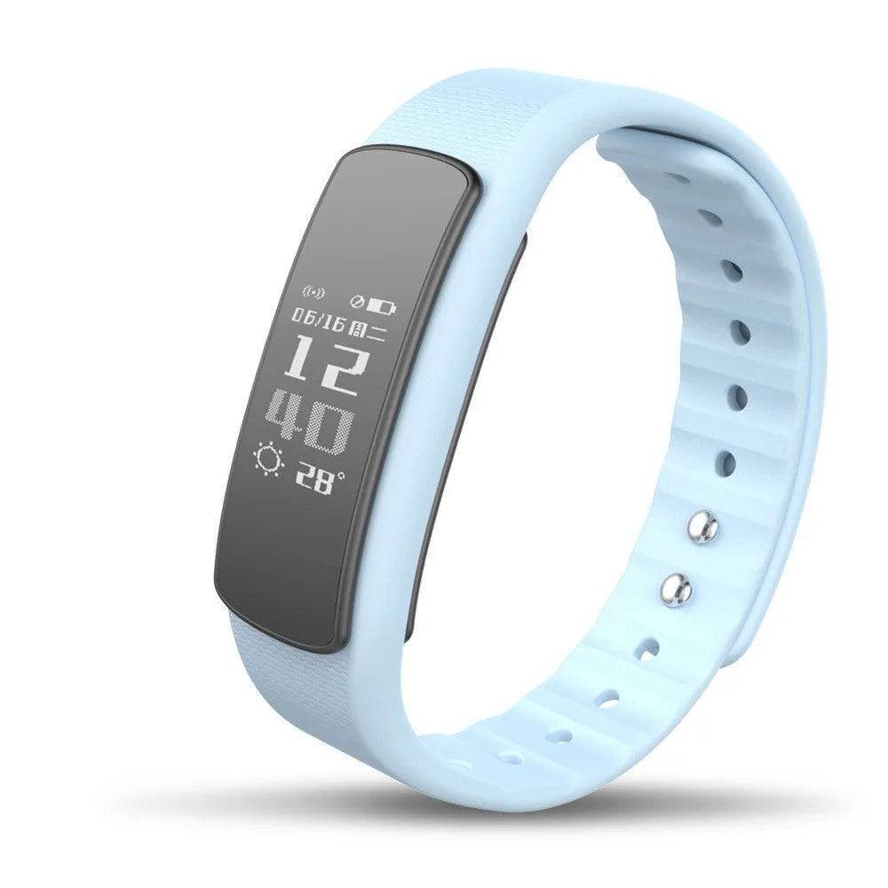 I6 smart sports bracelet with 0.96-inch screen showing fitness metrics on display