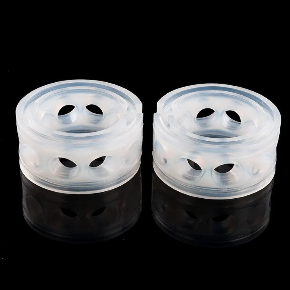 Transparent rubber spring shock absorber buffer for car suspension modification showing coil fitment