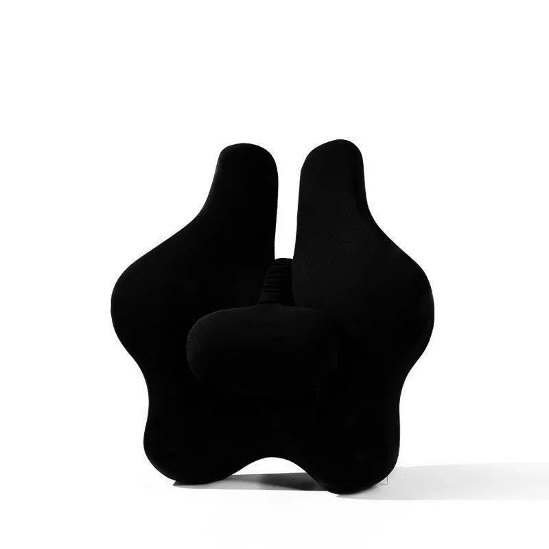 Memory foam car lumbar support cushion in a solid colour, shown on a car seat.