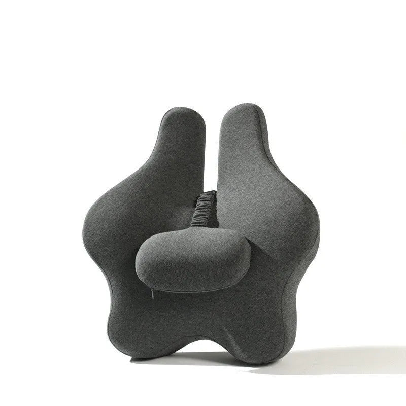 Memory foam car lumbar support cushion in a solid colour, shown on a car seat.