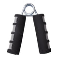 Hand training spring grip with foam handle in black grey for finger and forearm strength