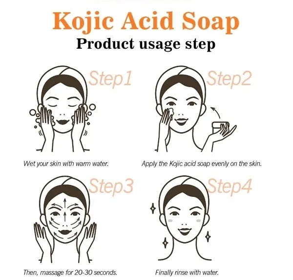 Two 65g kojic acid soap bars with retinol for facial and hand cleansing whitening