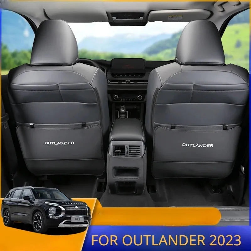 Outlander leather seat anti-kick pads in three colour options for front seat protection