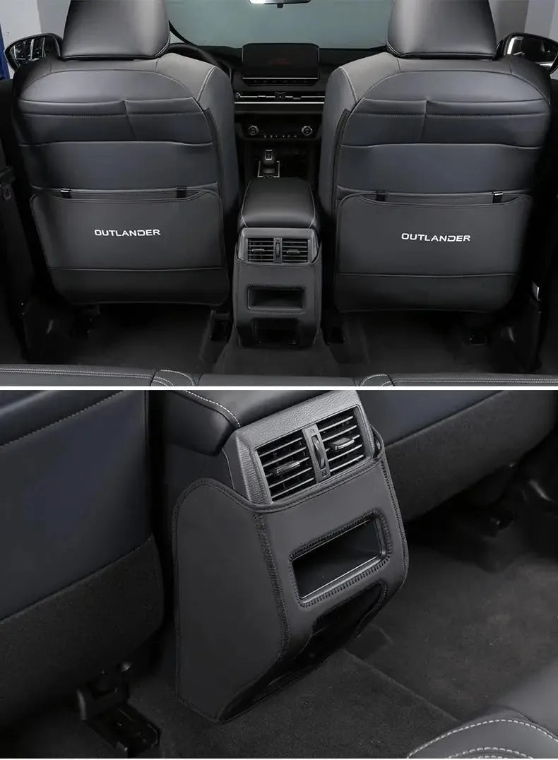 Outlander leather seat anti-kick pads in three colour options for front seat protection