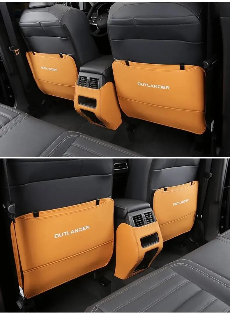 Outlander leather seat anti-kick pads in three colour options for front seat protection