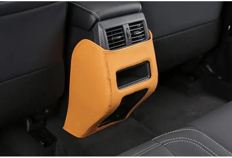 Outlander leather seat anti-kick pads in three colour options for front seat protection