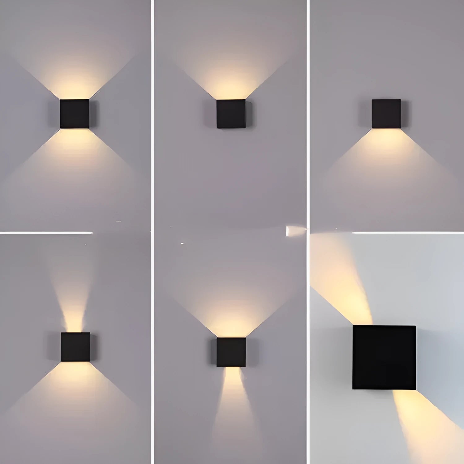 Square aluminium wall lamp with adjustable colour temperature for corridor and garden lighting