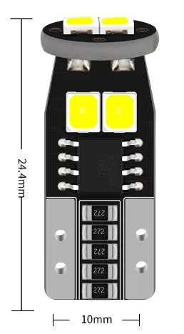 Small round 10mm car light for licence plate with bright white 6000K illumination.