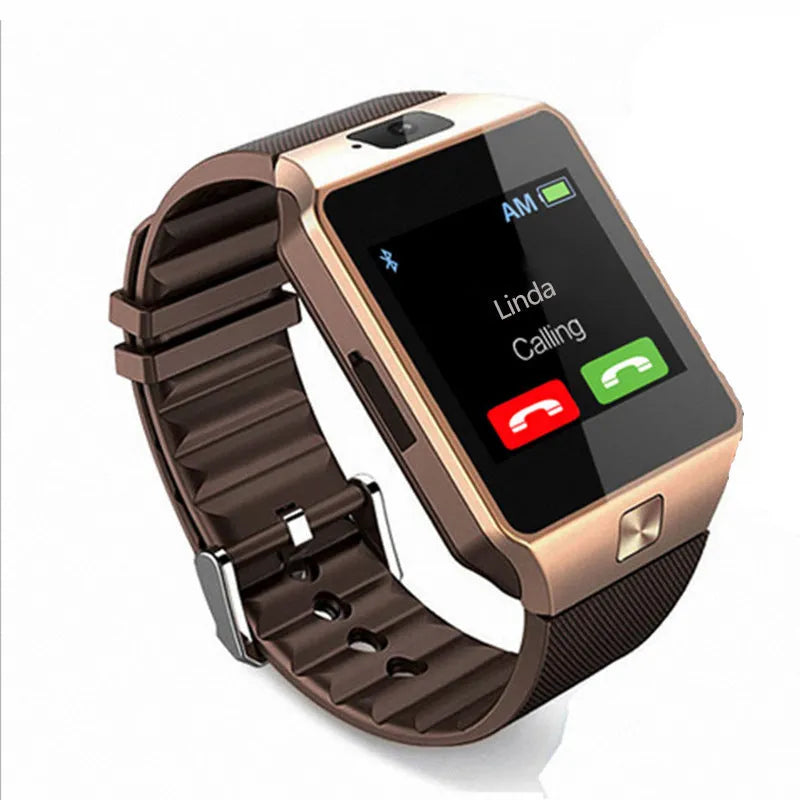 DZ09 sports smart watch with black TPU strap and 1.56-inch touch screen