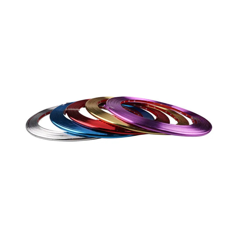 Electroplated purple PVC wheel rim protector strip on 8-metre roll for car wheel guard application