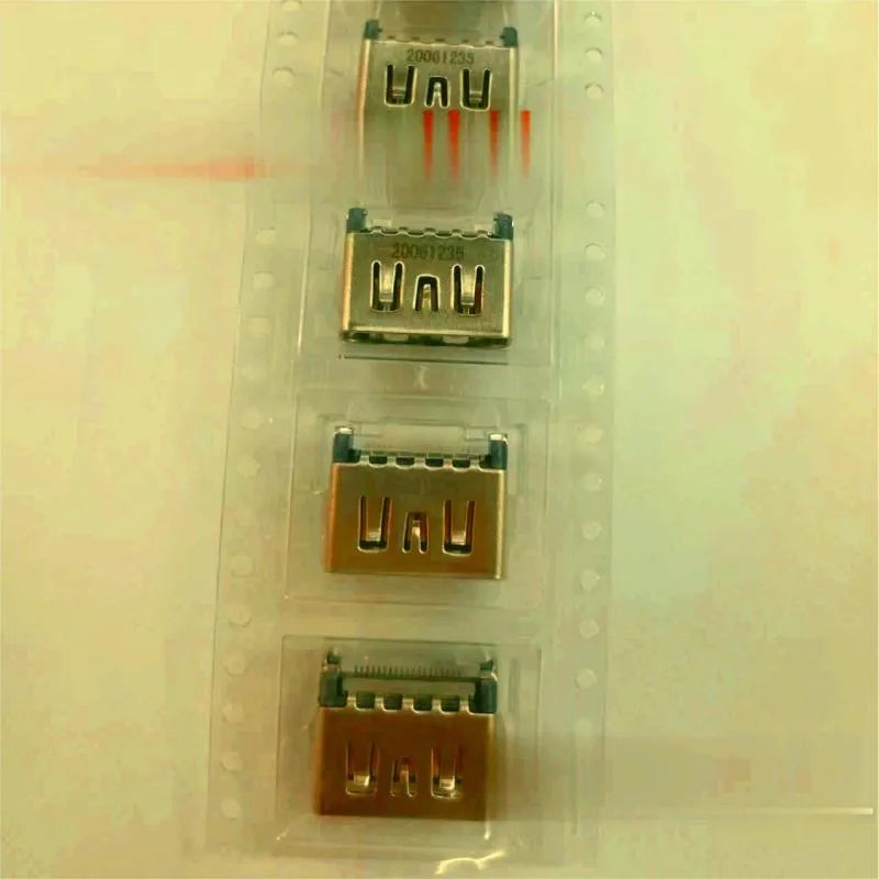 Silver metal HDMI interface socket component for game console accessories and electronic repairs