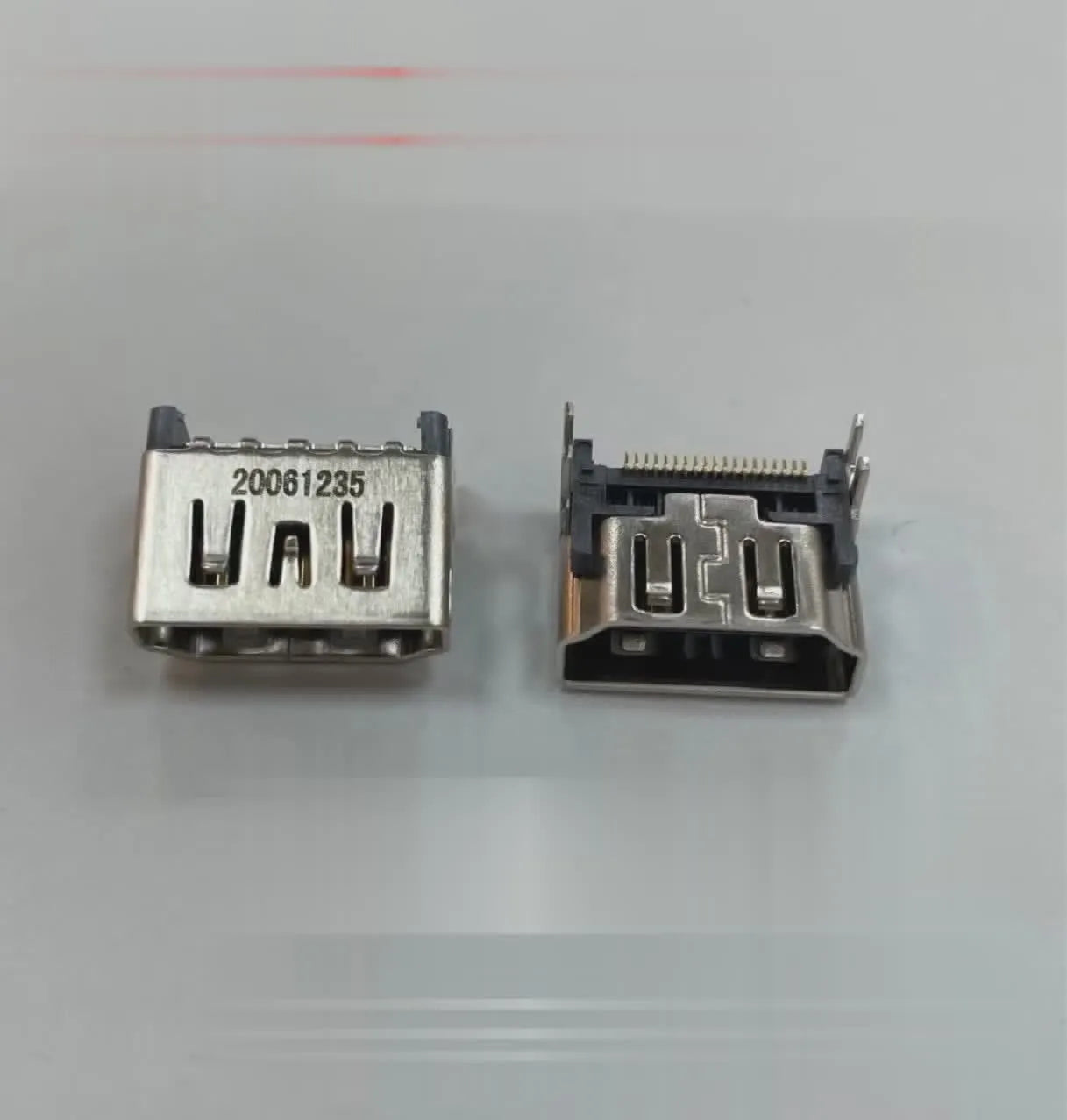 Silver metal HDMI interface socket component for game console accessories and electronic repairs