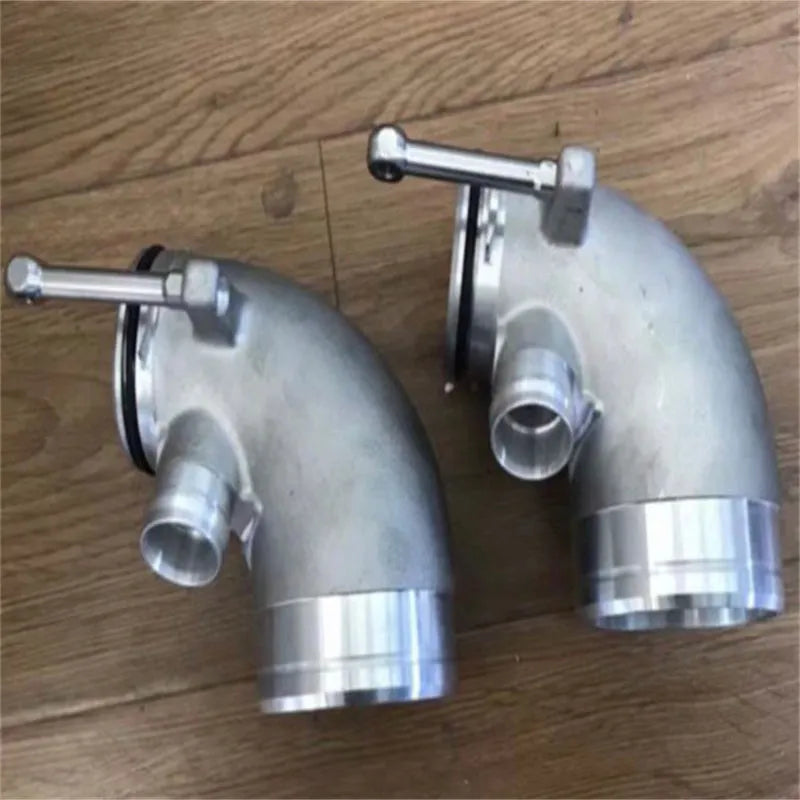 Aluminium alloy 90-degree turbine pipe elbow for automotive lateral engine turbo systems
