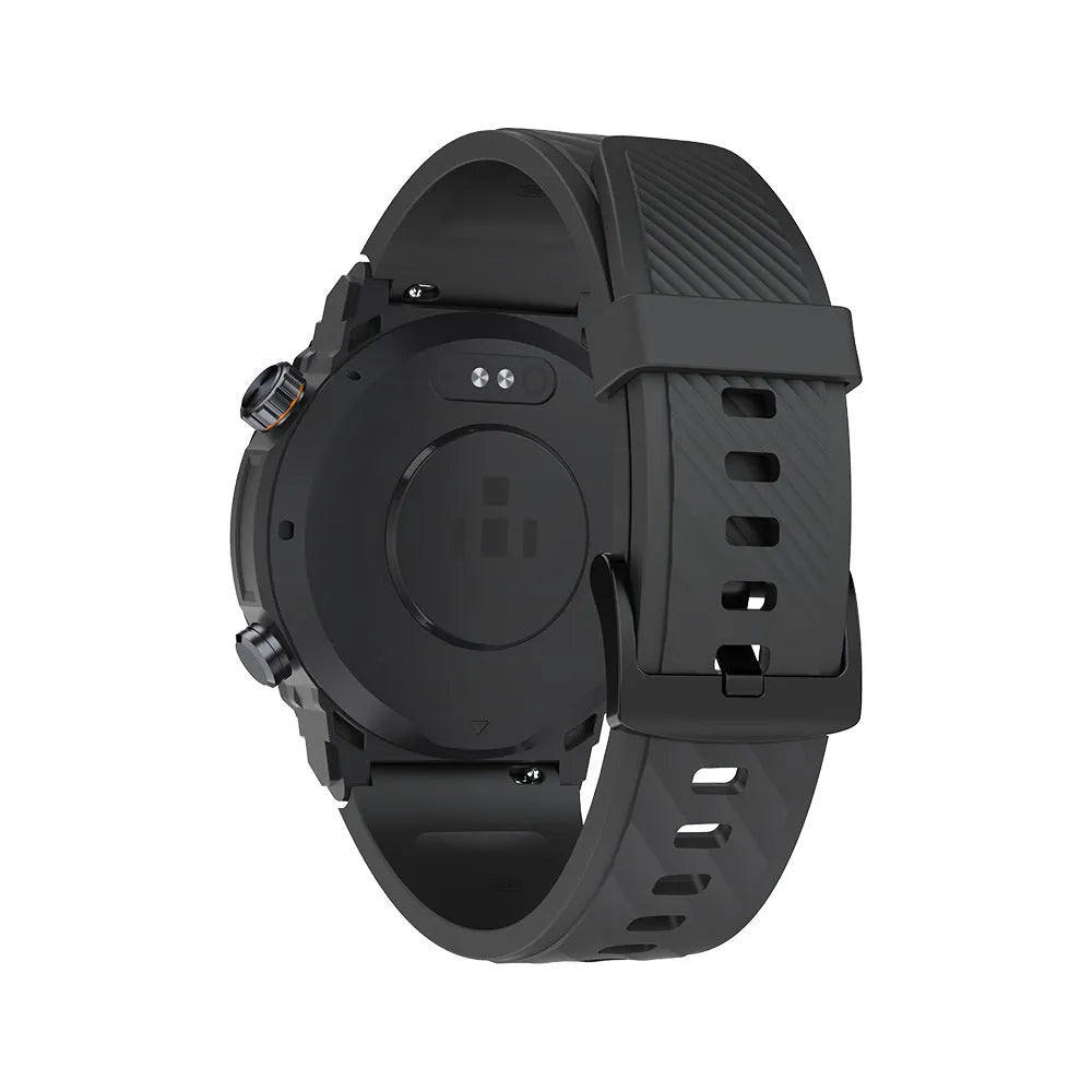 MG02 smart watch in black, khaki, or silver orange colours showing display with health metrics