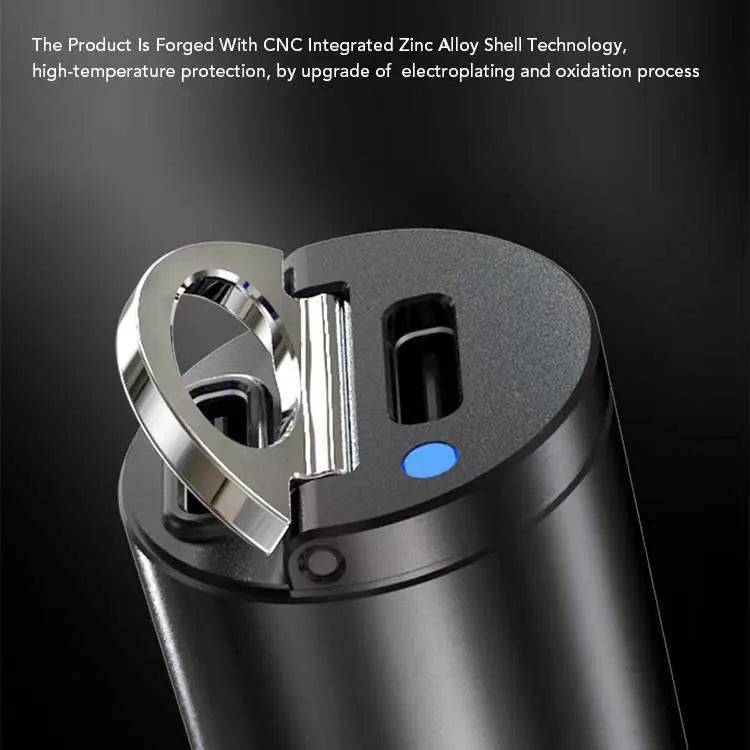 Black mini 30W car cigarette lighter charger with PD QC fast charging