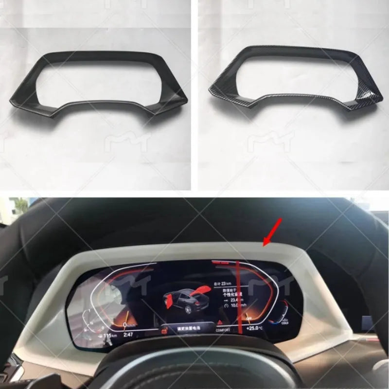 ABS plastic dashboard decorative frame for BMW X5L in carbon fibre and peach wood finishes