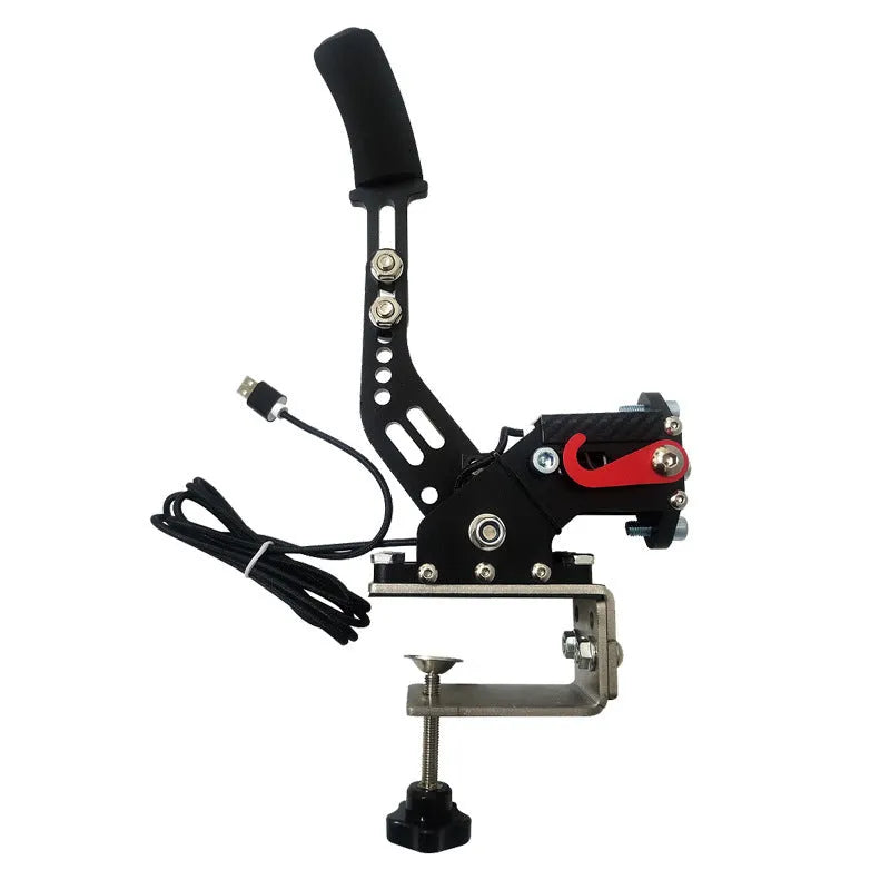 USB sim racing handbrake with adjustable clamp mount for Logitech and Thrustmaster racing wheels