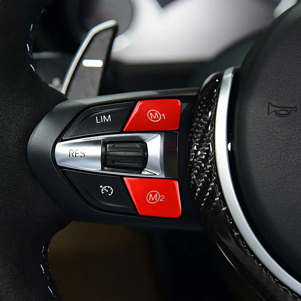 BMW steering wheel M1 M2 button accessories in red and blue colours for F30 F34 models