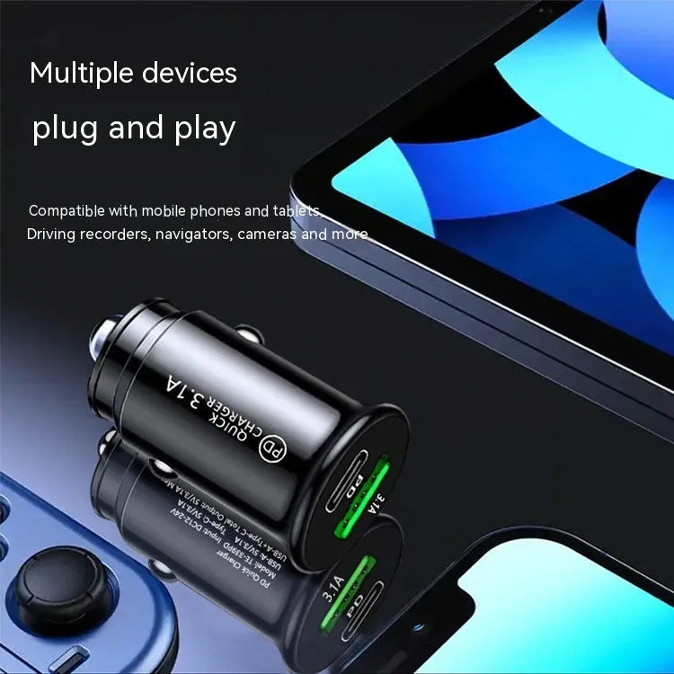 Black dual port USB car charger for vehicle lighter socket with 4.8A output