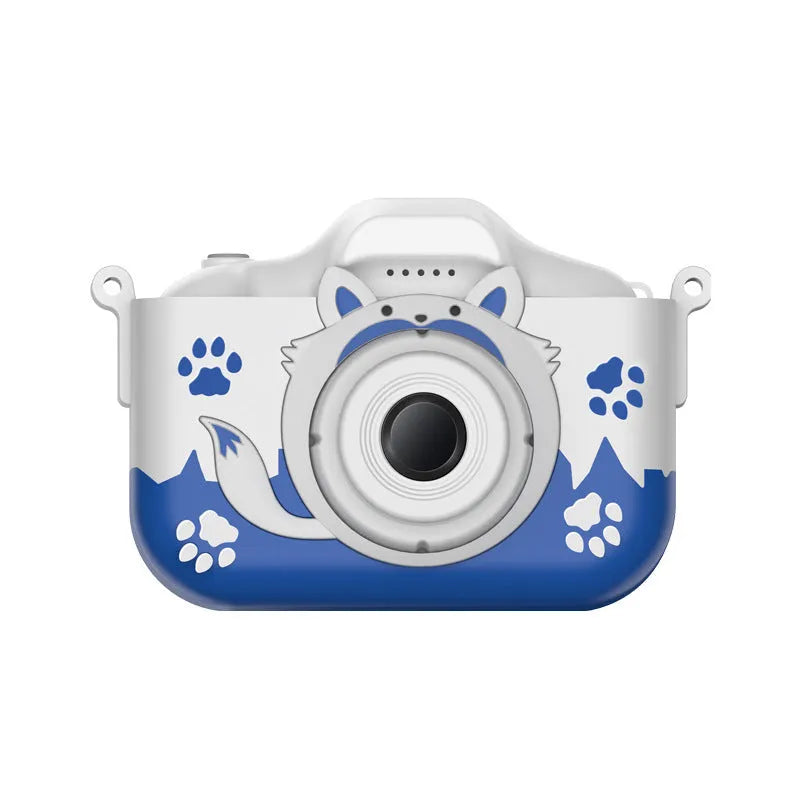 HD cartoon children's digital camera in blue and orange colours with compact design