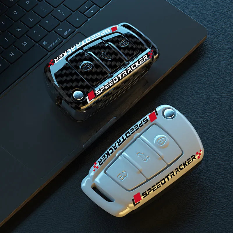 Carbon fibre style car key holder with mirror accessory in feilin material