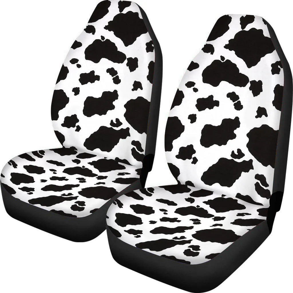 Cow spot leopard print retro style universal car seat covers, two-piece set for front seats.