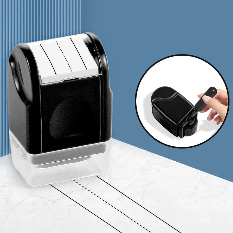 Plastic roller stamp for teaching in blue, yellow, black, rose red, green, pink, and purple colours.