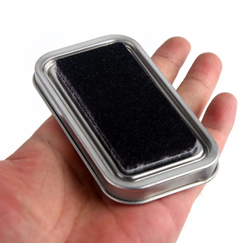 Rectangular stamp pad with oily ink in cocoa brown, fog blue, gray pink, green, and leaf green options