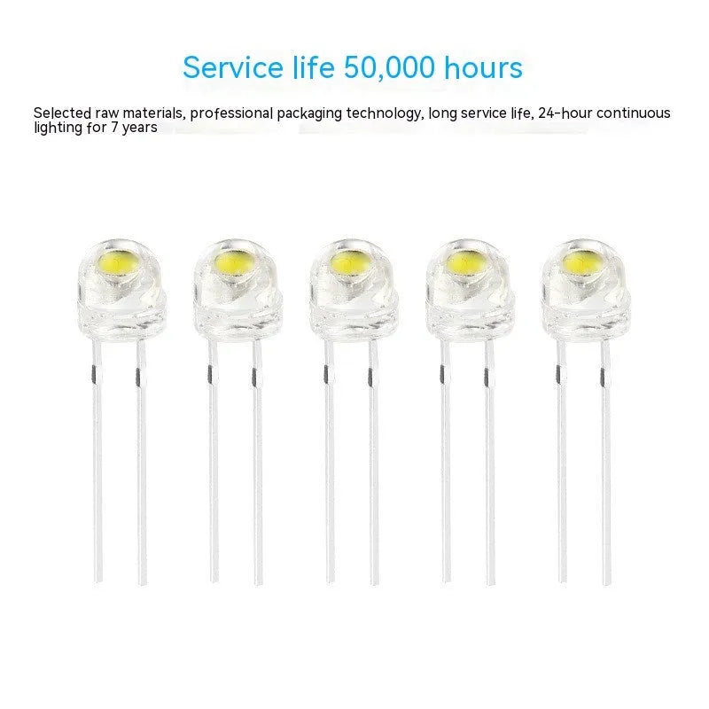 High brightness F5 straw hat white light emitting diode lamp bead with two metal leads