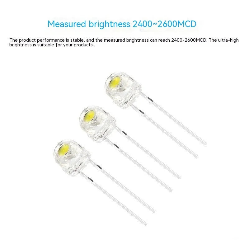High brightness F5 straw hat white light emitting diode lamp bead with two metal leads