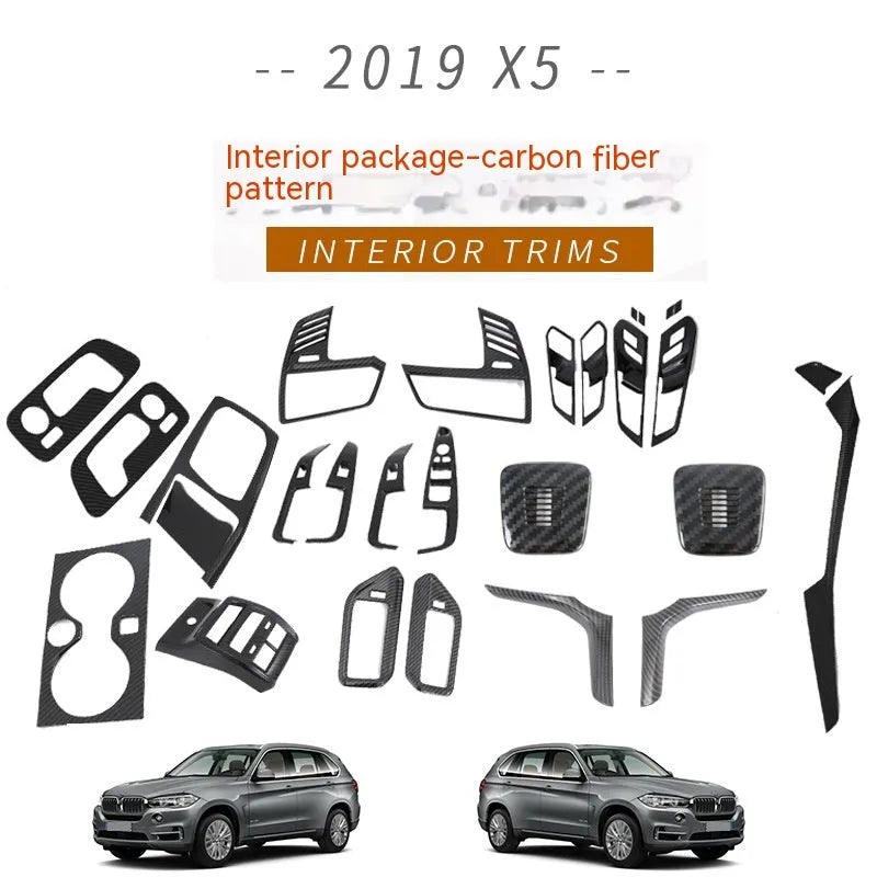 Black ABS plastic centre console decoration panel for 2019 BMW X5 interior.