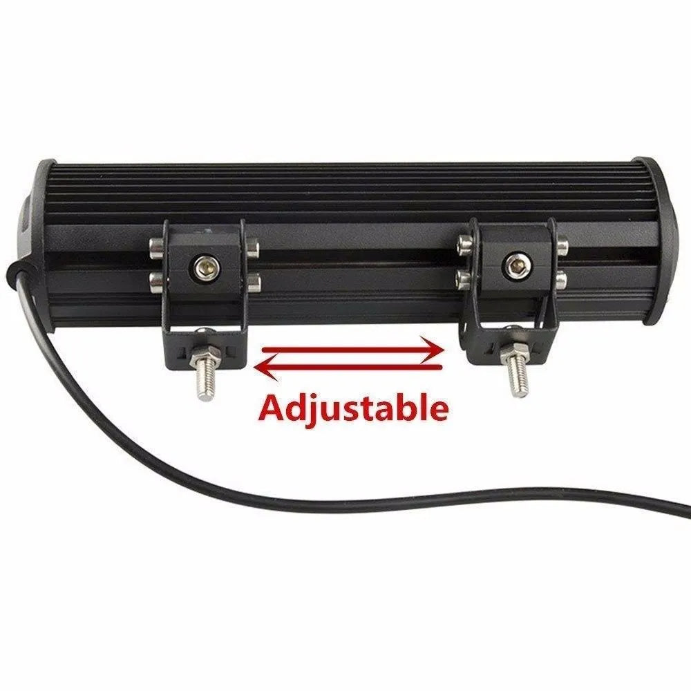 Black aluminium alloy 72W dual row LED roof light bar for off-road vehicles.
