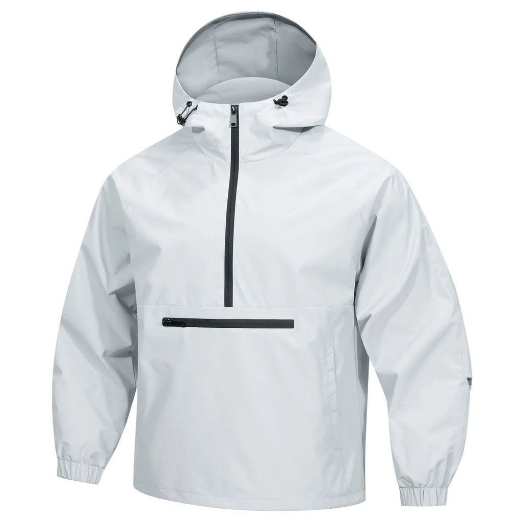Men's loose half-zip hooded corduroy sweater jacket in Korean style with rabbit fur composition