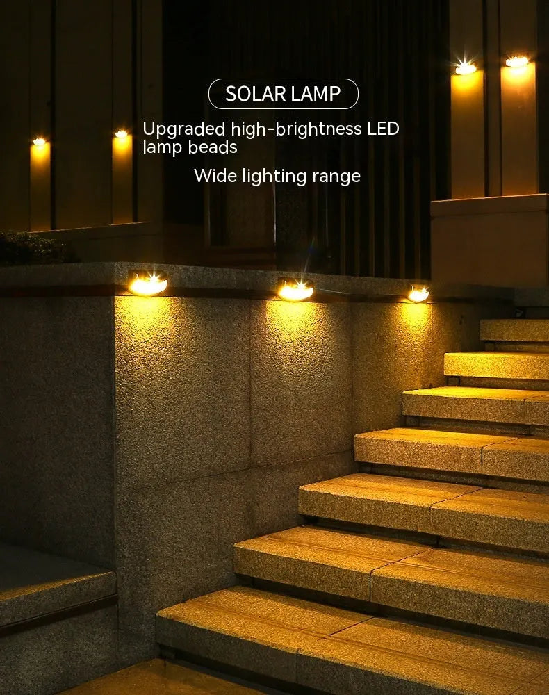 Solar-powered smiling face outdoor wall lamp for garden decoration