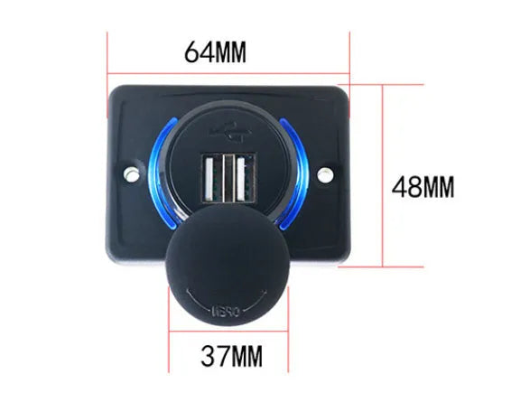 Black car USB charger adapter for 12 volt vehicle installation with 5V 3.1A output