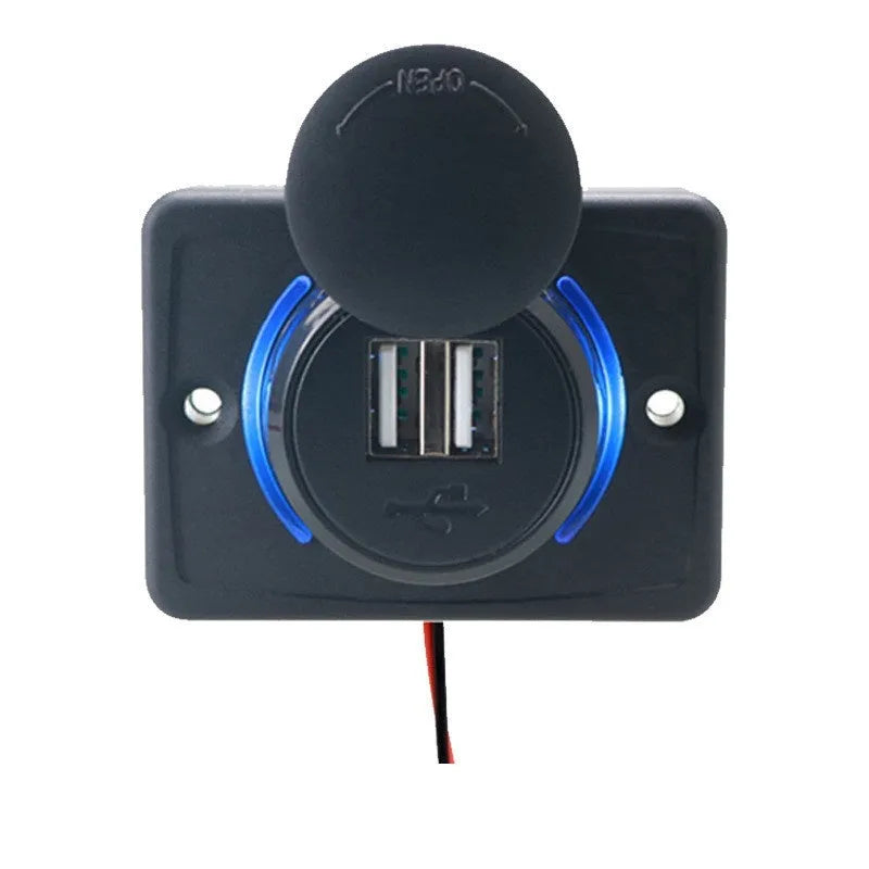 Black car USB charger adapter for 12 volt vehicle installation with 5V 3.1A output