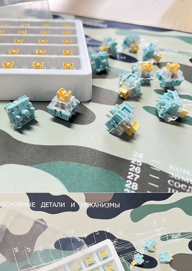 36 Sea Salt Lemon coloured mechanical keyboard switches for hot-swap keyboards.