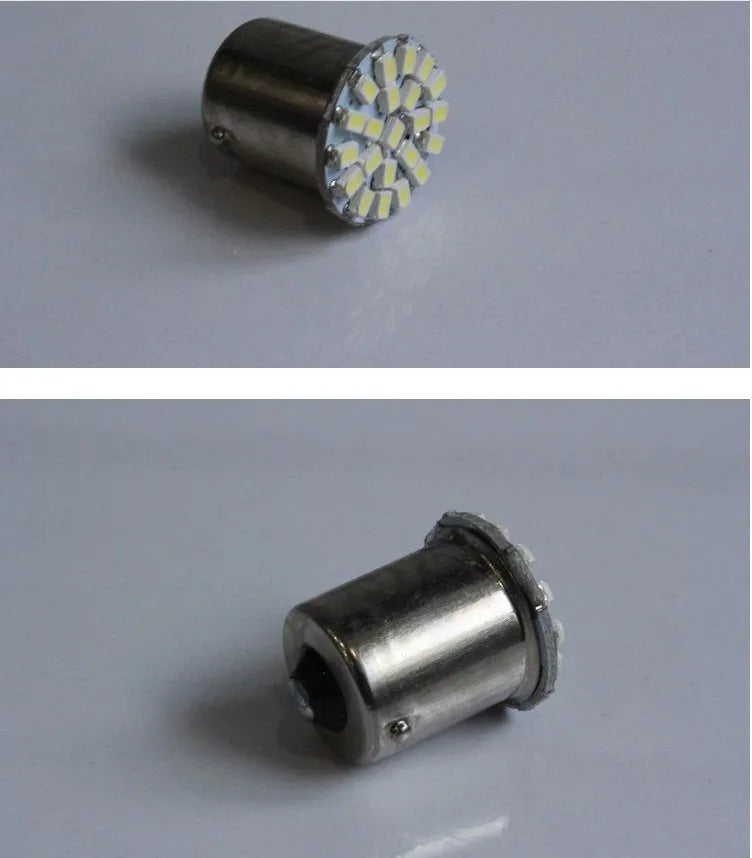 22-LED white car brake light turn signal lamp with 1156/1157 base, universal fit, 12V