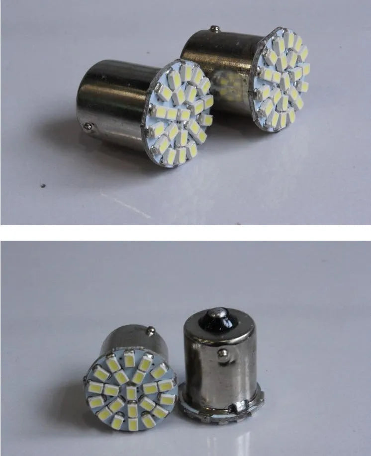 22-LED white car brake light turn signal lamp with 1156/1157 base, universal fit, 12V