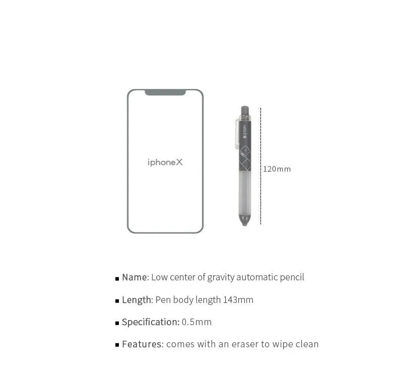 Automatic pencil with cloud grip design in black or white colour, 0.5mm HB lead for writing