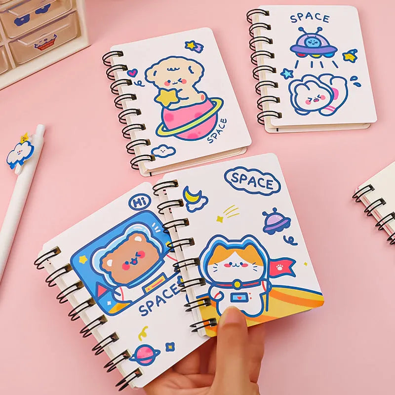 Astronaut series pocket flipper notebook in 10.5cm by 8cm size showing one of four cover design options.