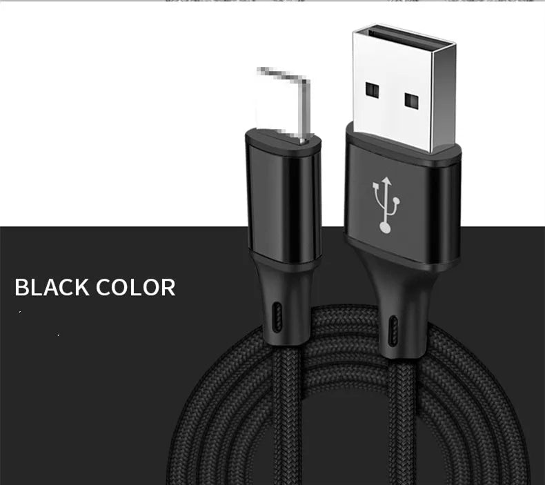 Braided Lightning data cable in multiple colours and lengths with 24-spindle weave cover