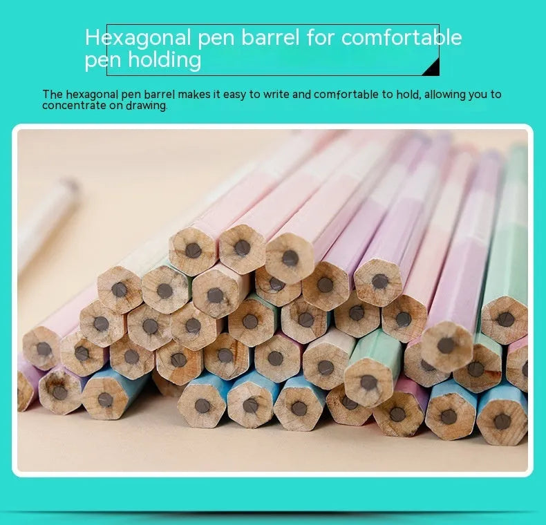 Basswood hexagonal thermal transfer pencil with wooden shell and HB graphite refill